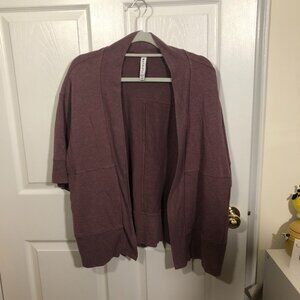 Athleta women raspberry short-sleeve wrapup cardigan, S/M